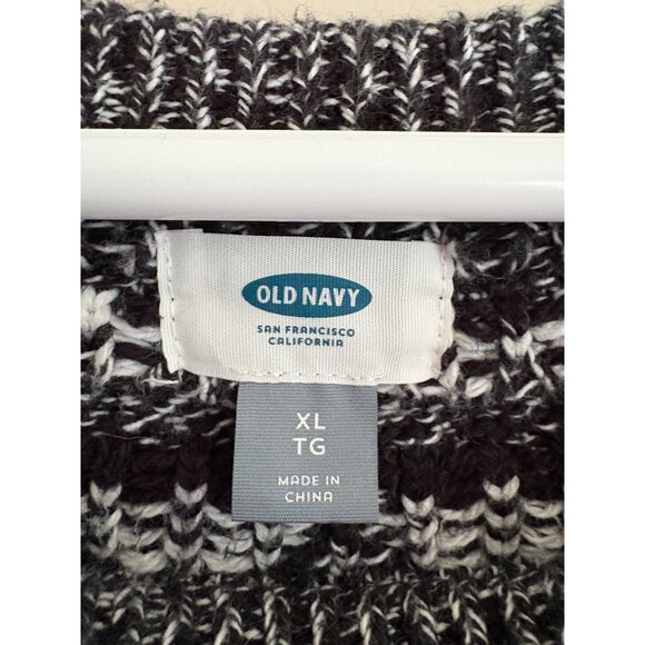 Old Navy Fair Isle Fall/Winter Sweater in Black + White Size XL Extra Large - Picture 7 of 10